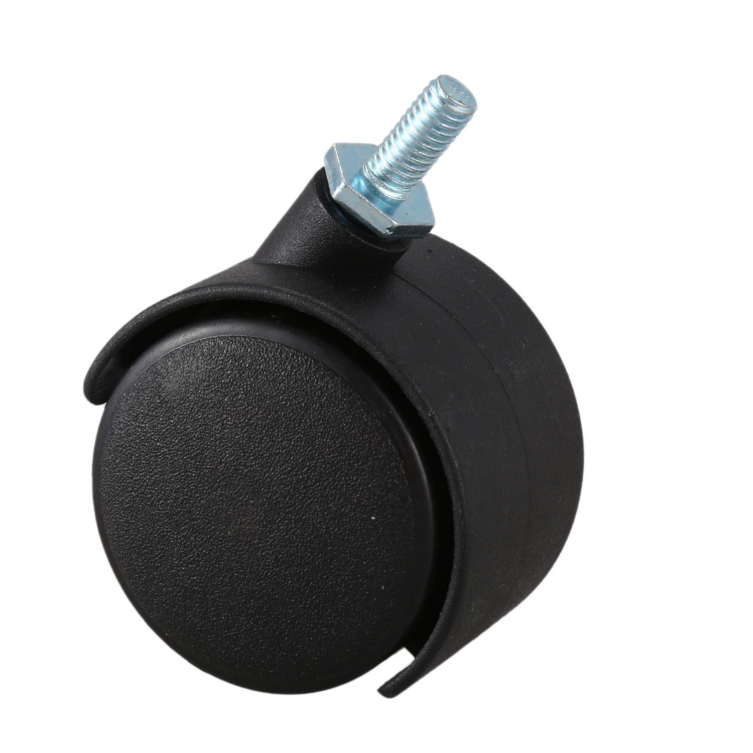 Drehbare Rolle mit Doppelrad, 6 mm Gewinde, 40 mm, Schwarz
