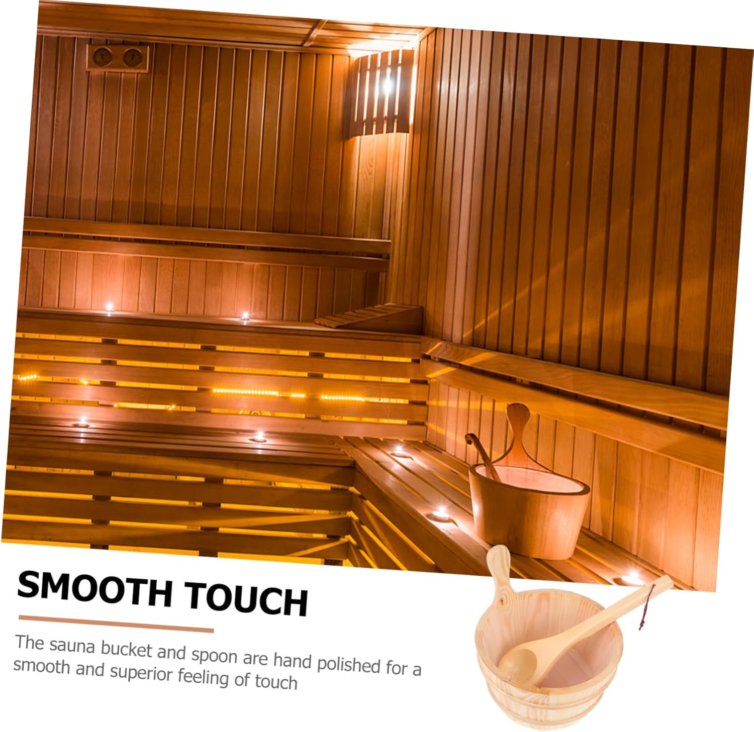 1set Wooden Sauna Bucket and Ladle Set Bathing Spoon Kit for and Sauna Room Quality Wooden Spa Accessory