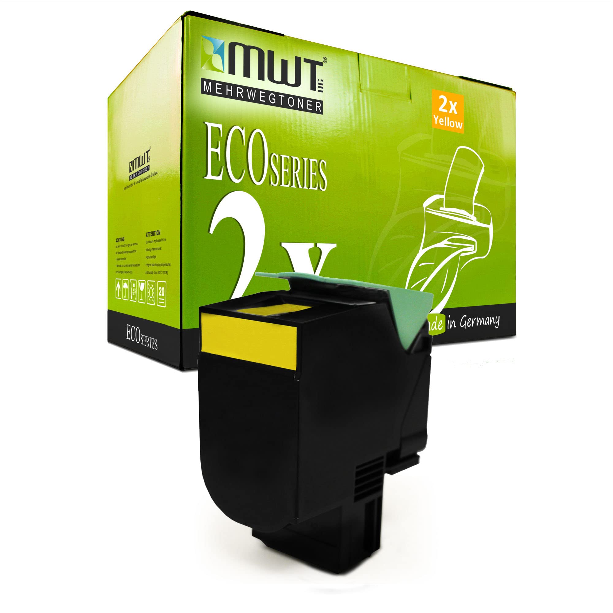 Toner jaune Lexmark C543 C544 qualité MWT pack double longue durée - 2