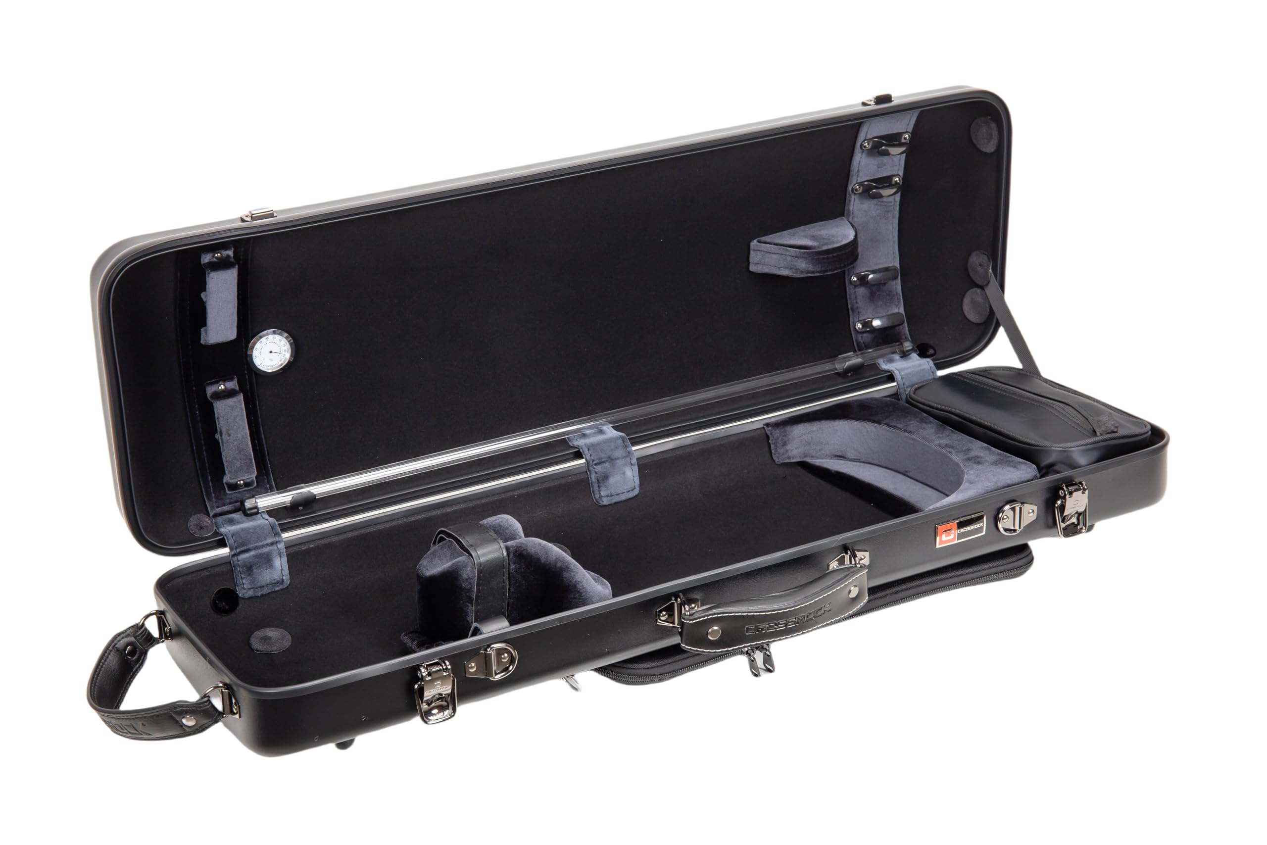 Custodia rigida in policarbonato per violino 4/4 | Finitura nera opaca, igrometro integrato, tasca esterna per spartiti, vano accessori – Guscio leggero e resistente