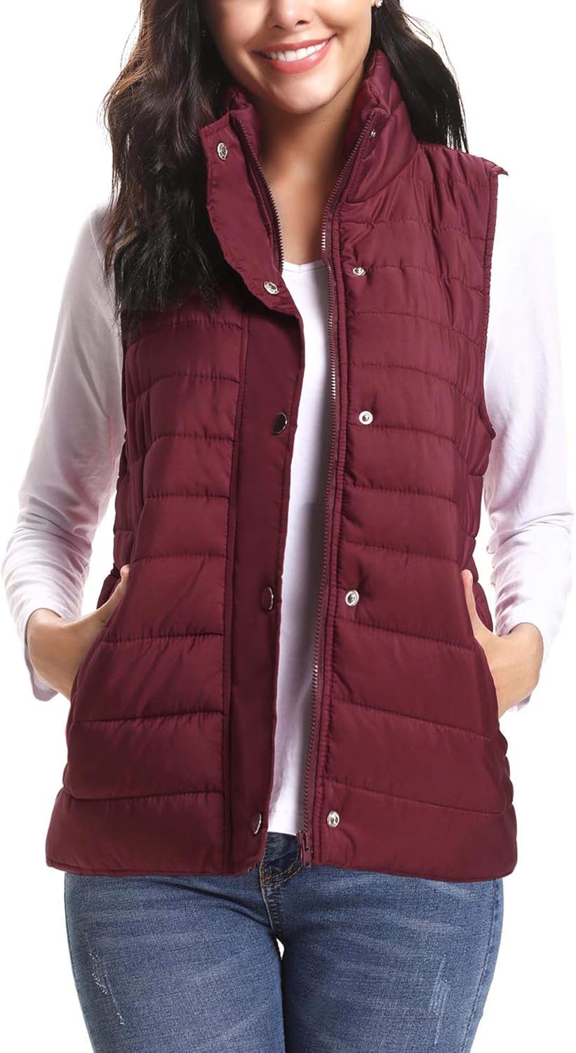iClosam Women's Winter Puffer Vest Lightweight Packable Vest Quilted Jacket Outerwear Vests: Clothing