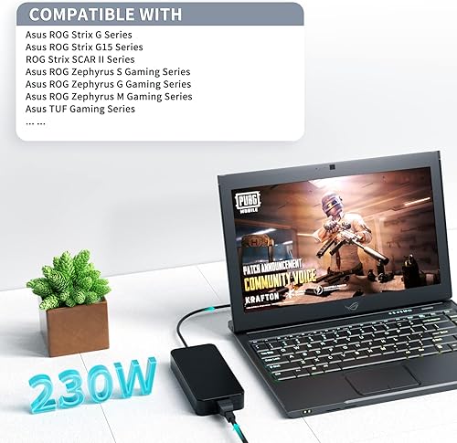 Miniatura 4 de VHBW Repuesto para cargador Asus TUF Rog, cargador de 230 W compatible con Zephyrus GX701GX GX701GW GX501V GL504G GU501G GU501GM GU502GU GU502LW