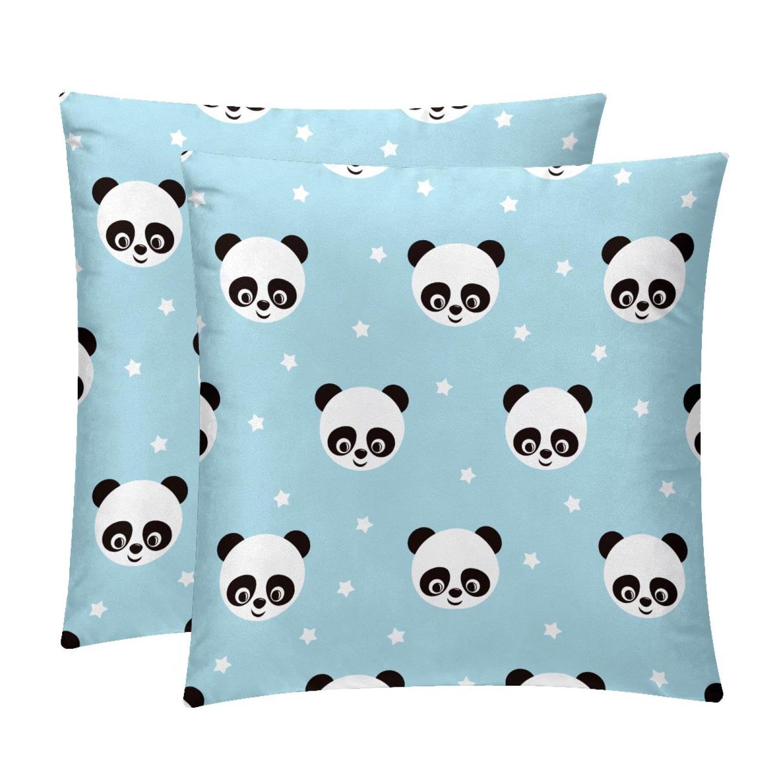 TDGKPZ Panda Head Throw Pillow Covers 2 Pack Pillowcases Soft Cozy Pillow Cases For Couch Bed Sofa 50x50cm
