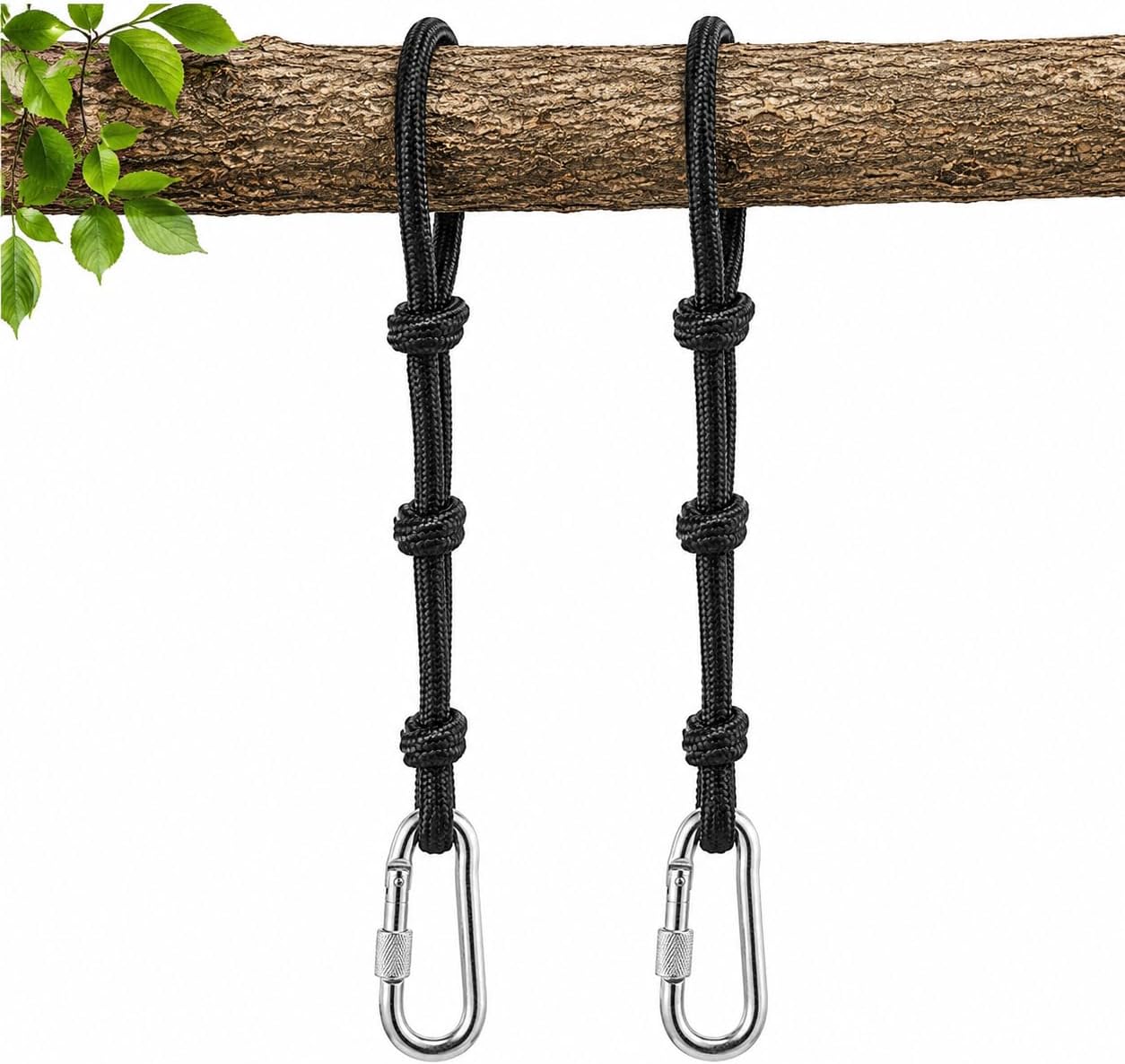 Hammock Straps with Carabiners, 2 Pack 3.3ft Short Swing Ropes | Close-Point Hanging, 3.3ft Each, Sturdy Polyester Build, 1320lb Kit Capacity, Carabiners & Bag
