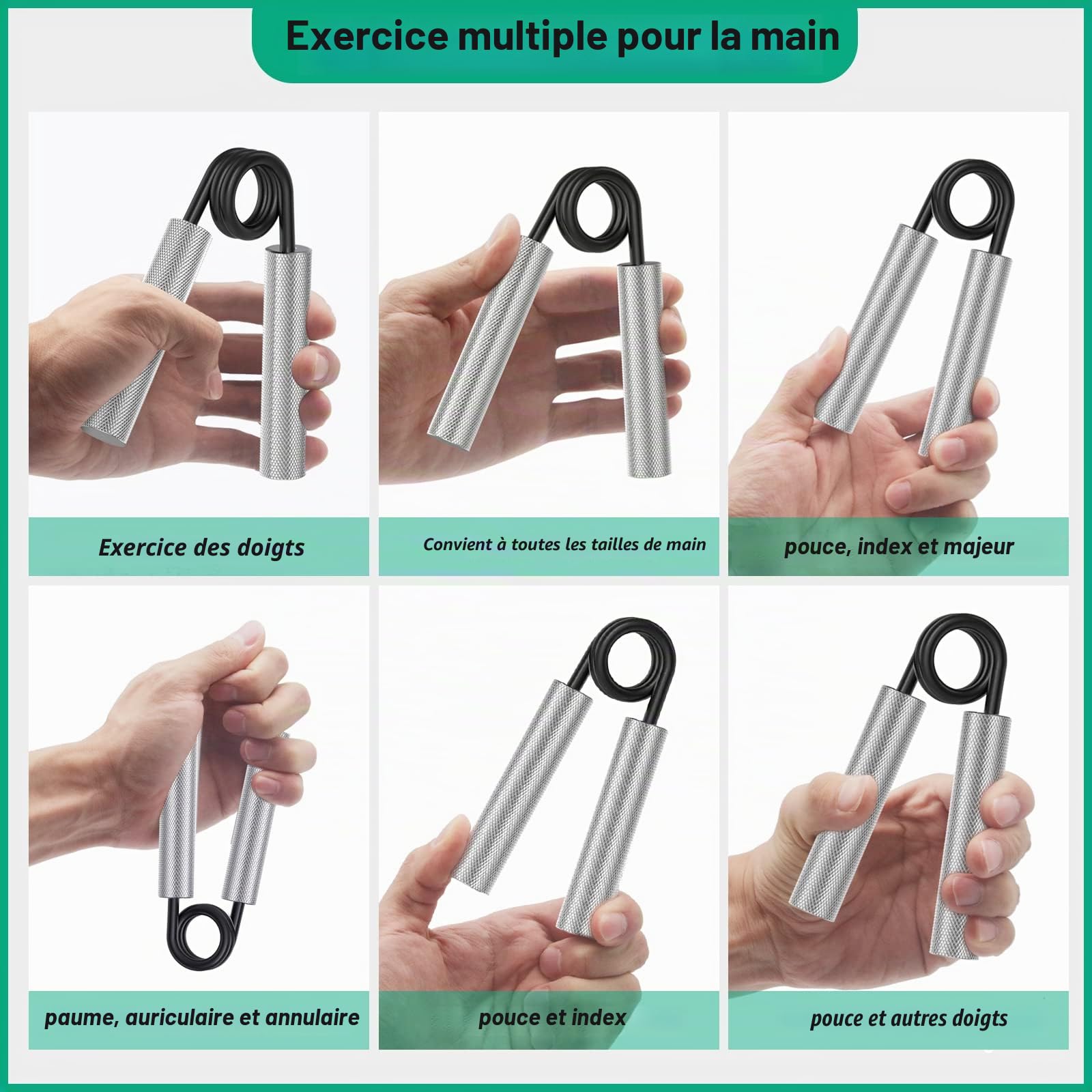 ZEAGUS Hand Grip,Metal Poignee Musculation Avant Bras Main Poignet | 22.5KG-157.5KG Hand Grip Musculation pour L'entraînement de la Force de la Main et la Récupération des Blessures