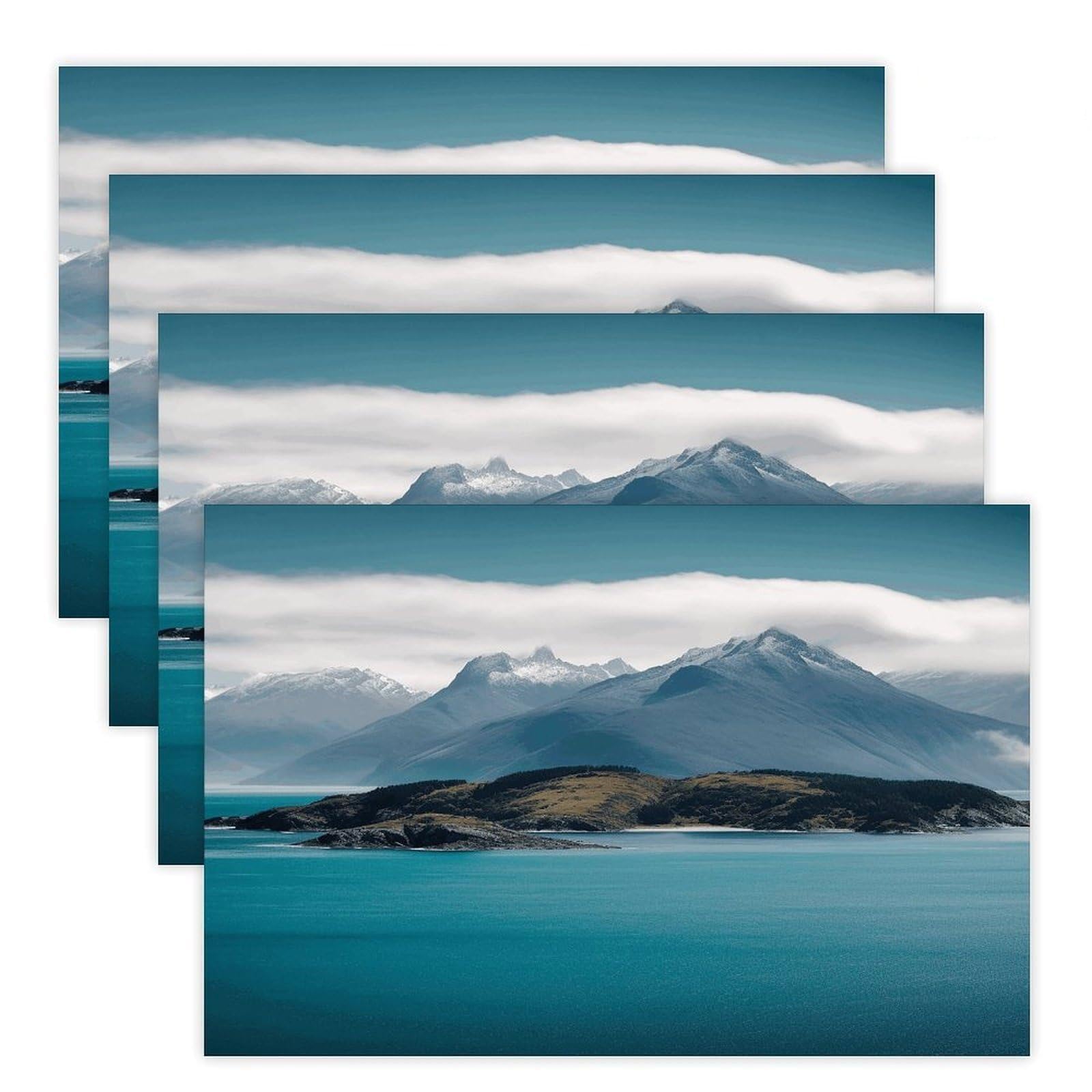 Islands and Mountain Placemats Wipeable Heat Resistant Table Mats Washable Flax Place Mats Elegant Cloth Non-Slip Placemat for Kitchen Dinning Party Table Decor 12 * 18 in