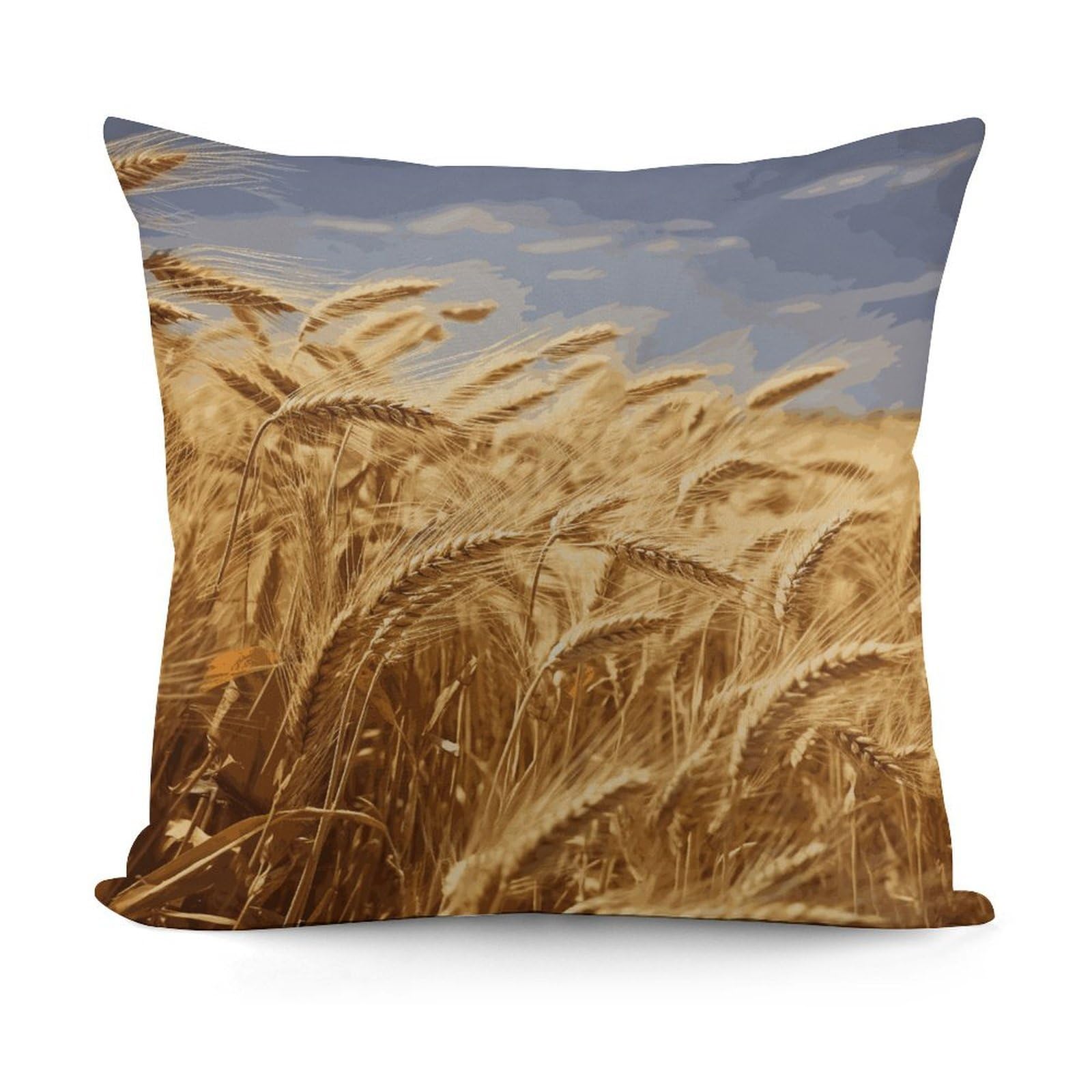 VstaDank Wheat Harvest Throw Pillow Covers 18x18 Inch Soft Couch Home Decor Cushion Cover Comfortable Plush Square Cushion Case Farmhouse Decorative Pillowcase for Living Couch