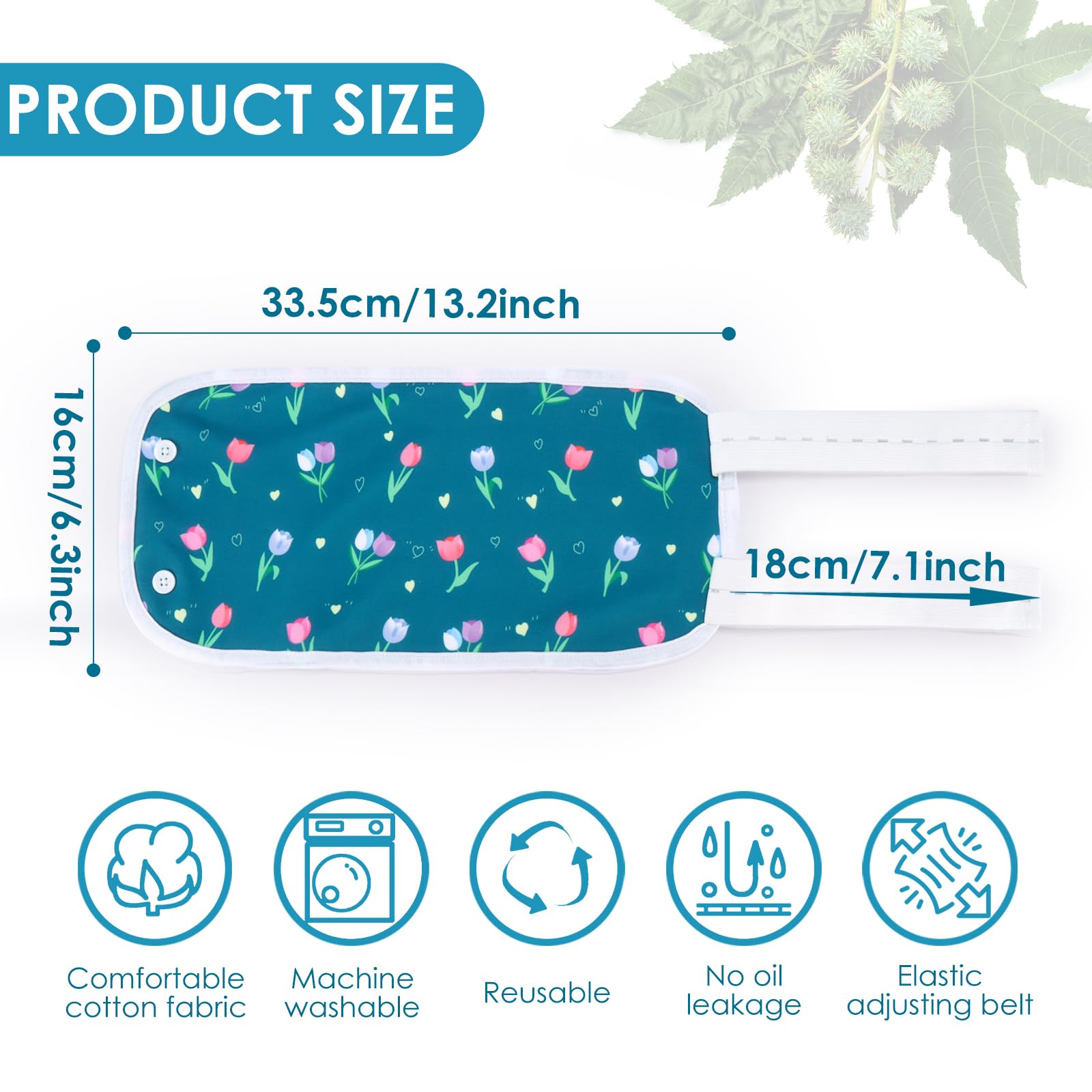 SUNAI 2 Pcs Castor Oil Pack Wrap for Calf Knee and Feet,Organic Cotton Castor Oil Pack,Adjustable Reusable Castor Oil Pack,Oil-Proof Castor Oil Pack Kit (Rectangle?1 Count (Pack of 2), green)