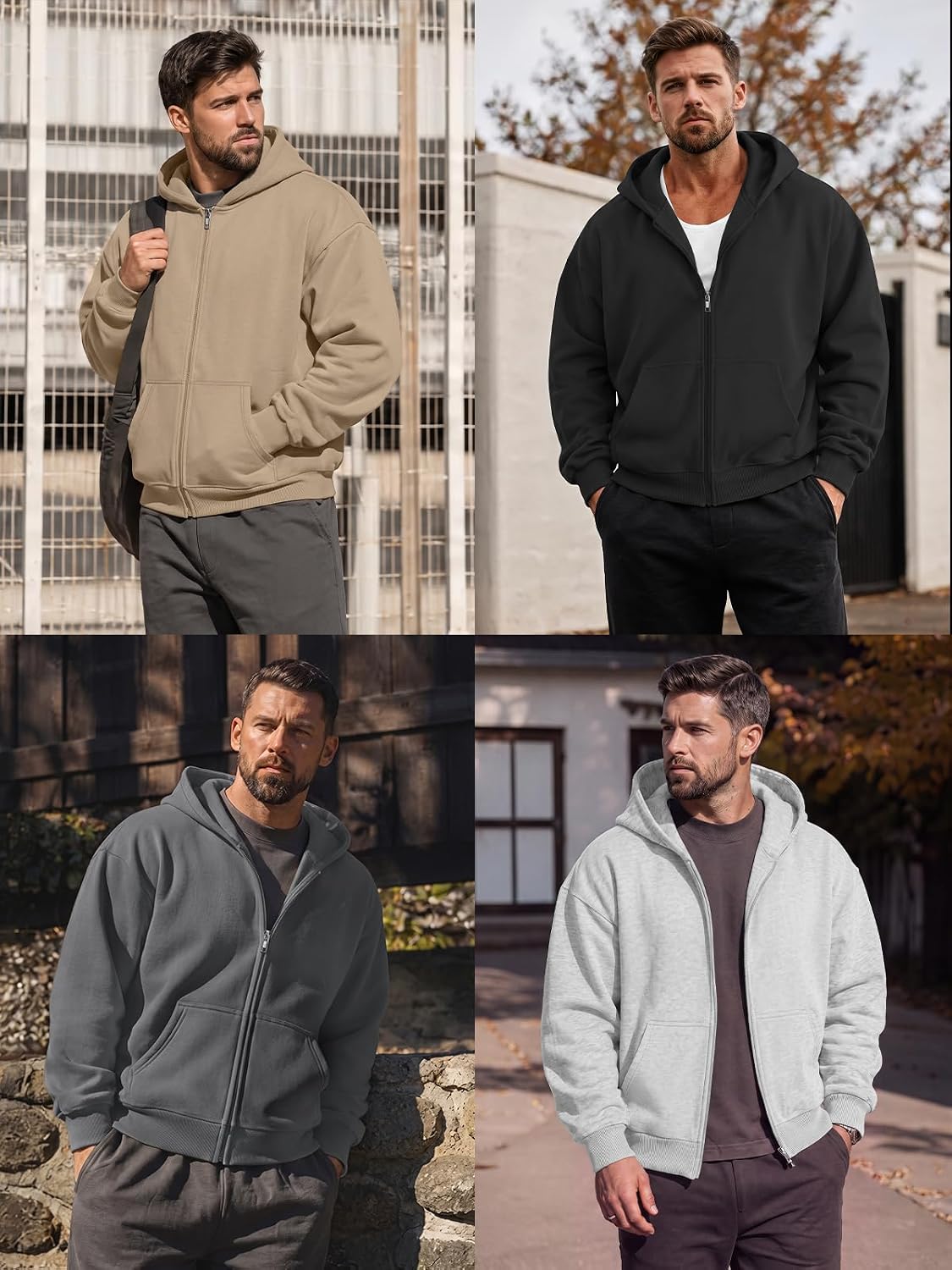 Men's Oversized Zip Up Hoodie Fleece Sweatshirts with Pockets image 7