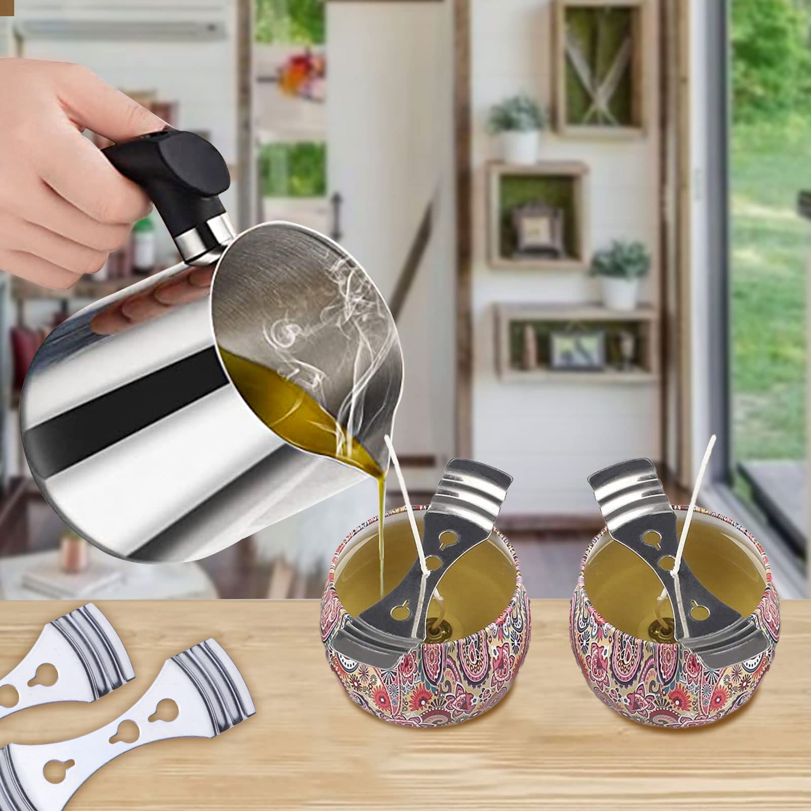 110pcs Candle Wick Centering Devices, Wooden & Metal Candle Wick Holder