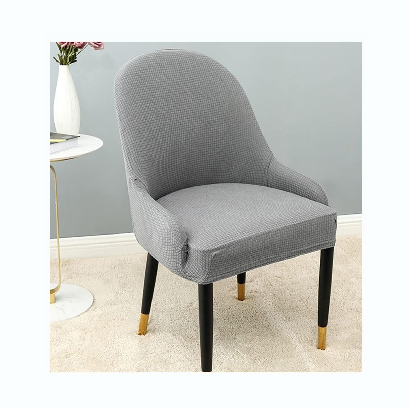 XGANGM 6/2/4 Pack Chair Covers for Dining Room Chairs with Arms Chair Slip Cover Curved Back Accent Armschair Covers Slipcovers Kitchen Height Chair Protector Covers,light grey,6PCS