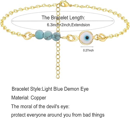 Miniatura 2 de Dcfywl731 Pulsera de mal de ojo azul para mujer chapada en oro ajustable amuleto de mal de ojo pulsera de mal de ojo