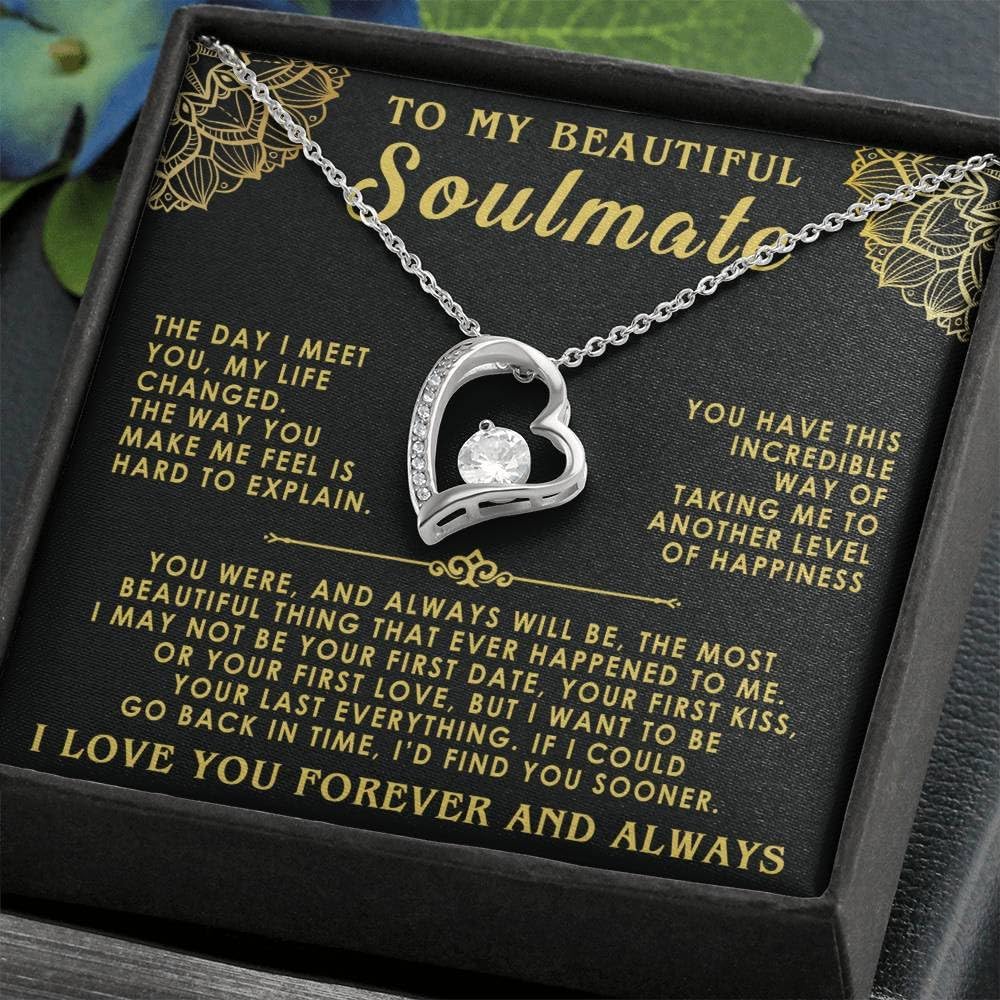 VIRAGIL To My Soulmate Necklace, Gifts For Soulmate Romantic, Wife Birthday Gift Ideas Necklace, Necklace For Wife From Husband, Message Card and Gift Box, Valentine Gift for Girlfriend - Image 3