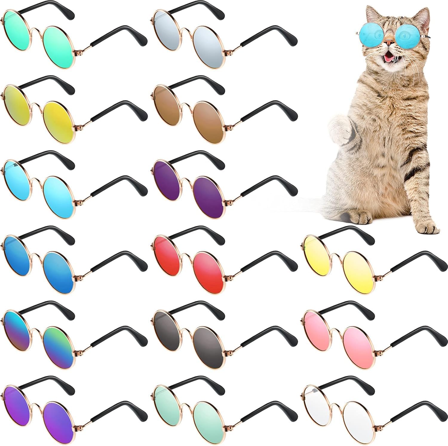 DOCROK Pet Sunglasses Retro Dog Sunglasses Round Metal Puppy Sunglasses Cosplay Glasses Photo Props Eyewear for Cats and Small Sized Dogs (1 Pcs) (B0D93X96YH) Amazon Price History, Amazon Price Tracker