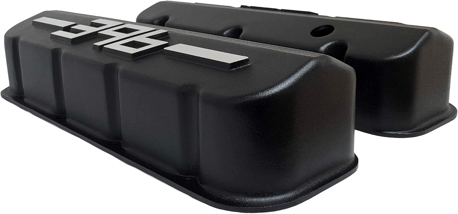 Big Block Chevy Racing 396 Valve Covers (Raised Logo) Black