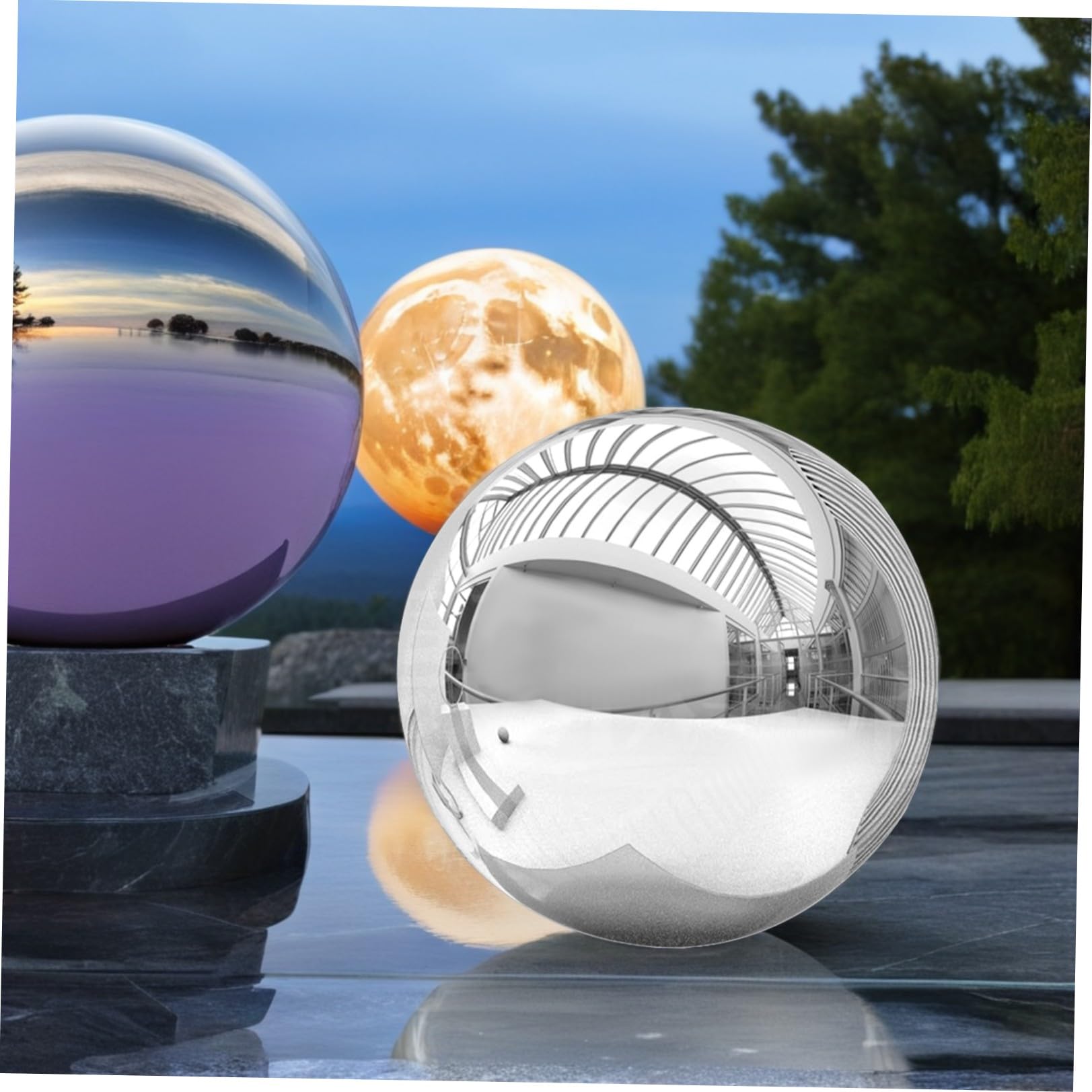 POPETPOP Acciaio Sfera Semplice Riflettente in Inox Argento da Giardino