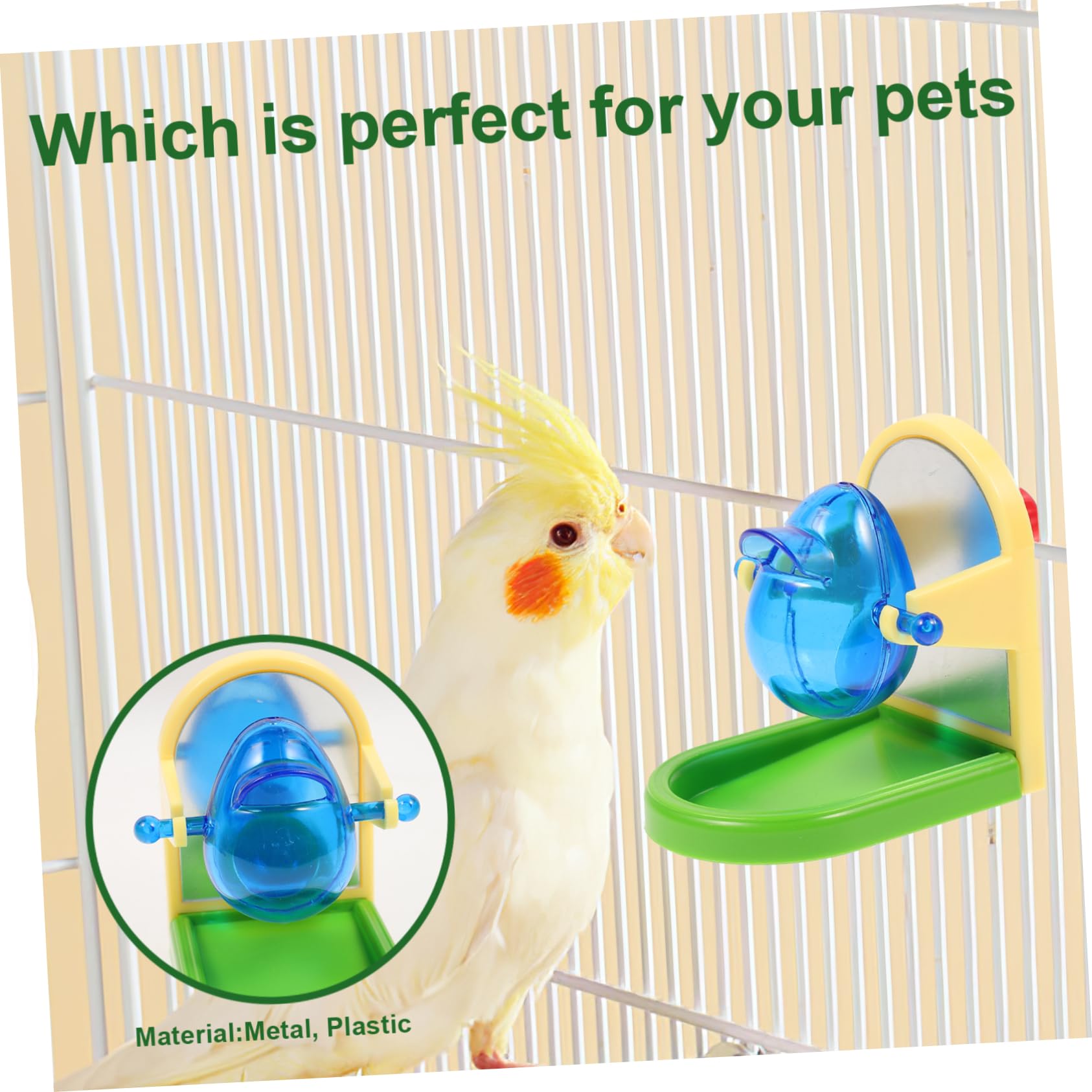 VANZACK Juguete para Pájaros De Entrenamiento Antifugas, Estructura Metálica y Plástico Resistente, Tamaño Mediano, Adecuado Desarrollo Inteligencia y Entretenimiento De Loros como Mascota