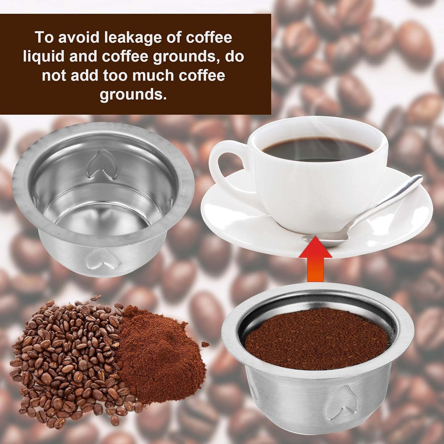 Reusable Coffee Capsule Set for Nespresso Vertuo, Stainless Steel 150ml image 3