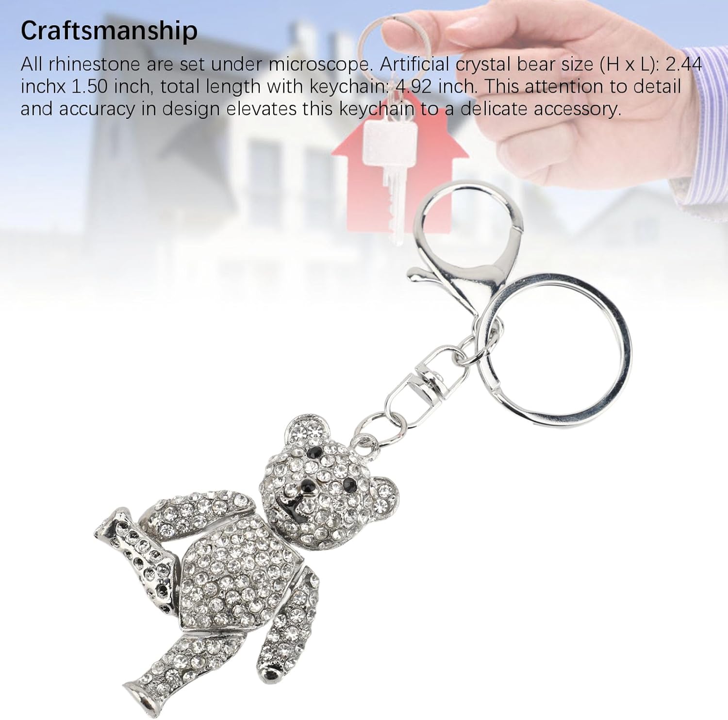 Bling Keychain Artificial Crystal Pendant Keychain Rhinestone Car Key Keychain For Bags Wallets Backpacks - Image 7