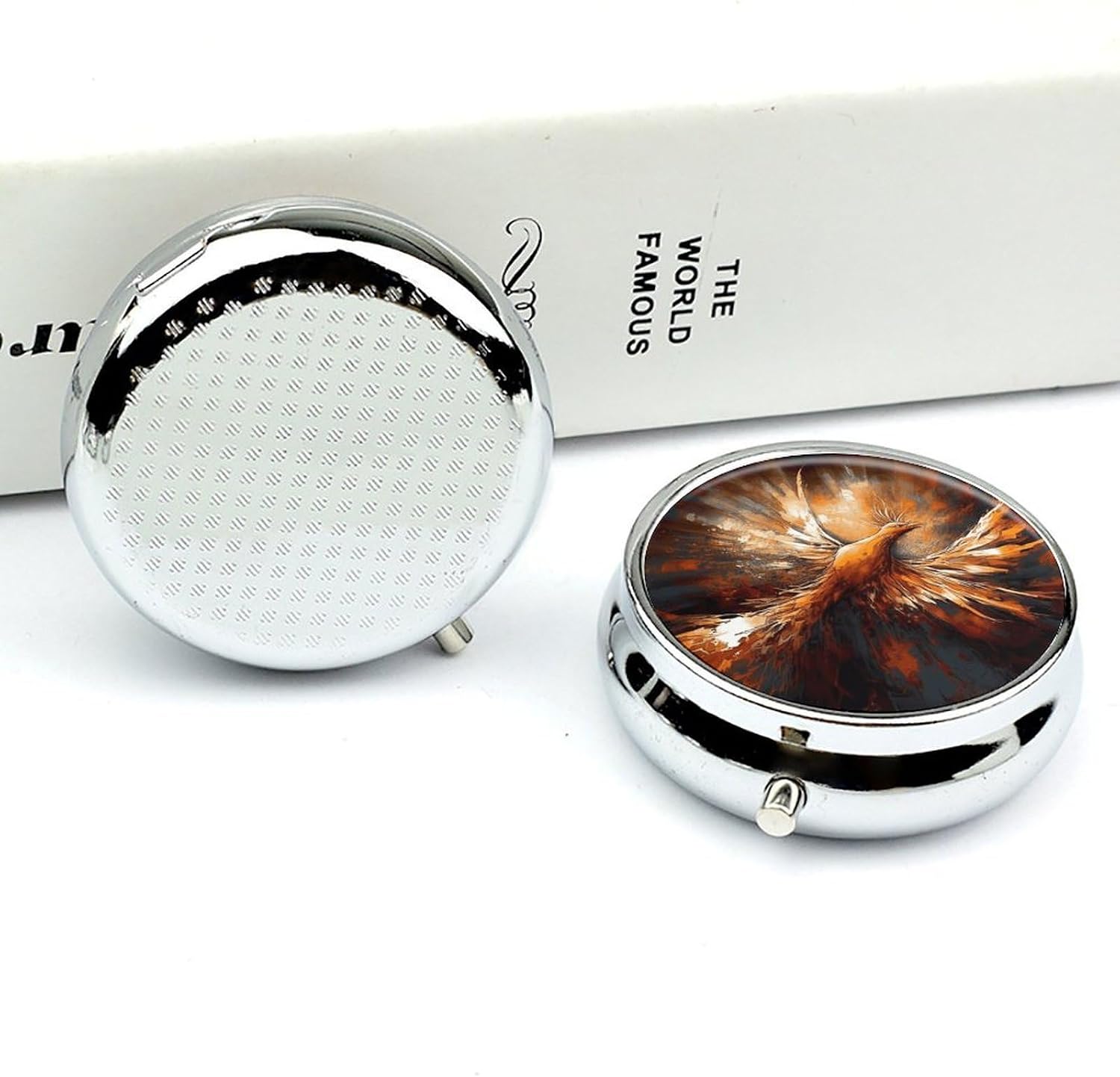 Phoenix Round Pill Box with 3 Compartments & Mirror image 4