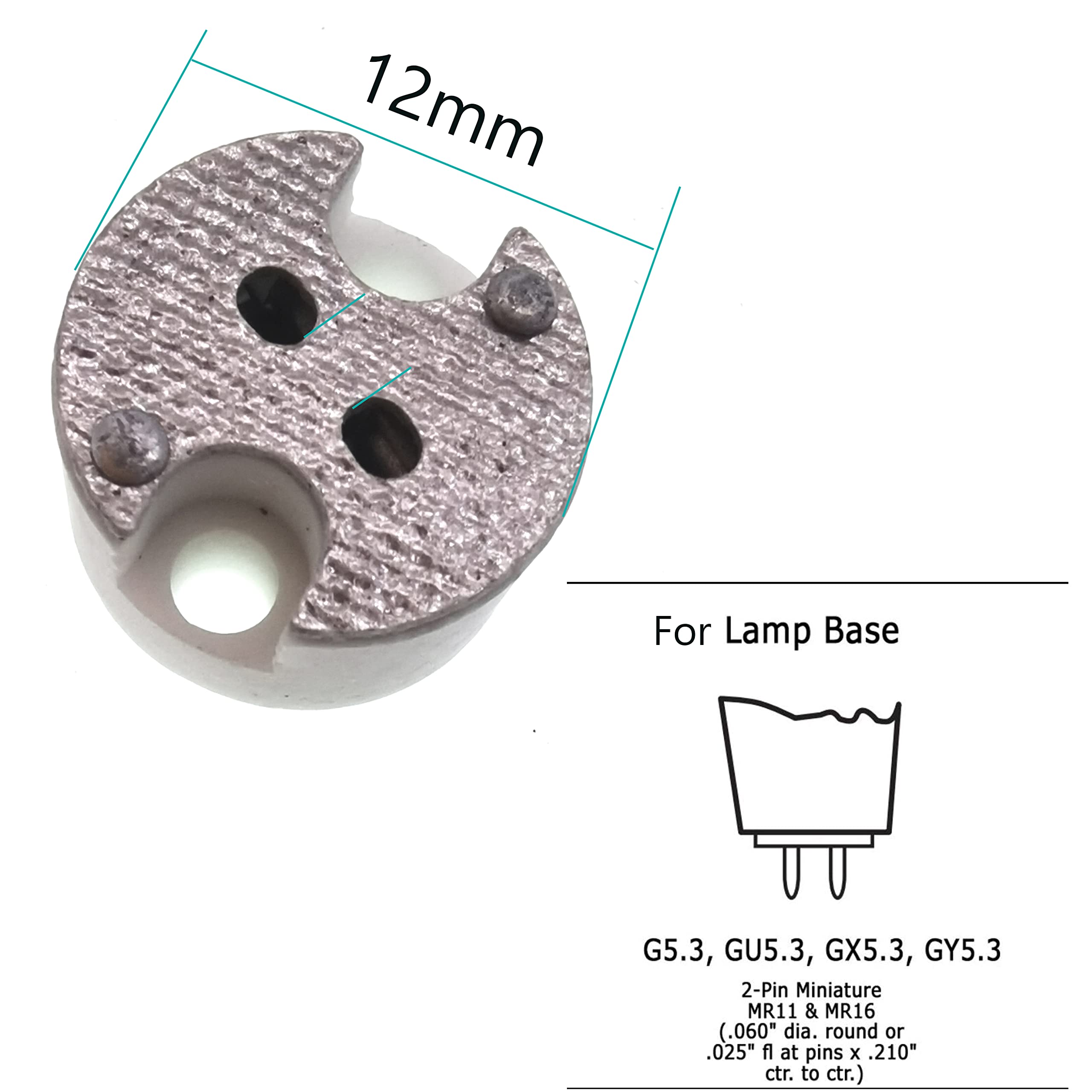6 Portalampade MR16 GU5.3/G4 In Ceramica - Per LED E Alogeni, Bi-Pin - Foto 6