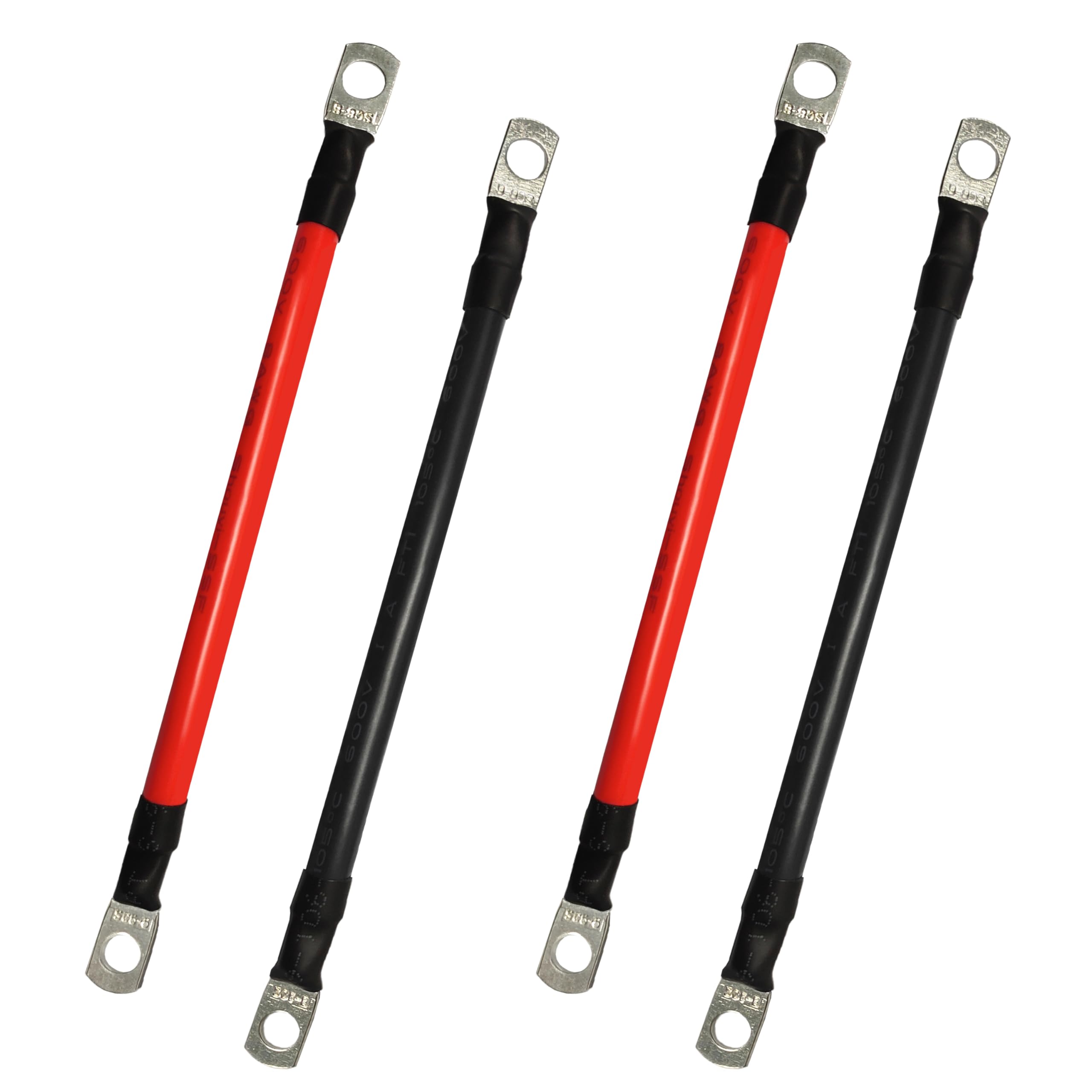 Daohaodeli Marine Battery Cables Pure Copper 8 AWG with Ring Terminals, 5.9 Inch Battery Ground Cable for Motorcycle, Car, Truck, RV, Boat (2 Pairs of