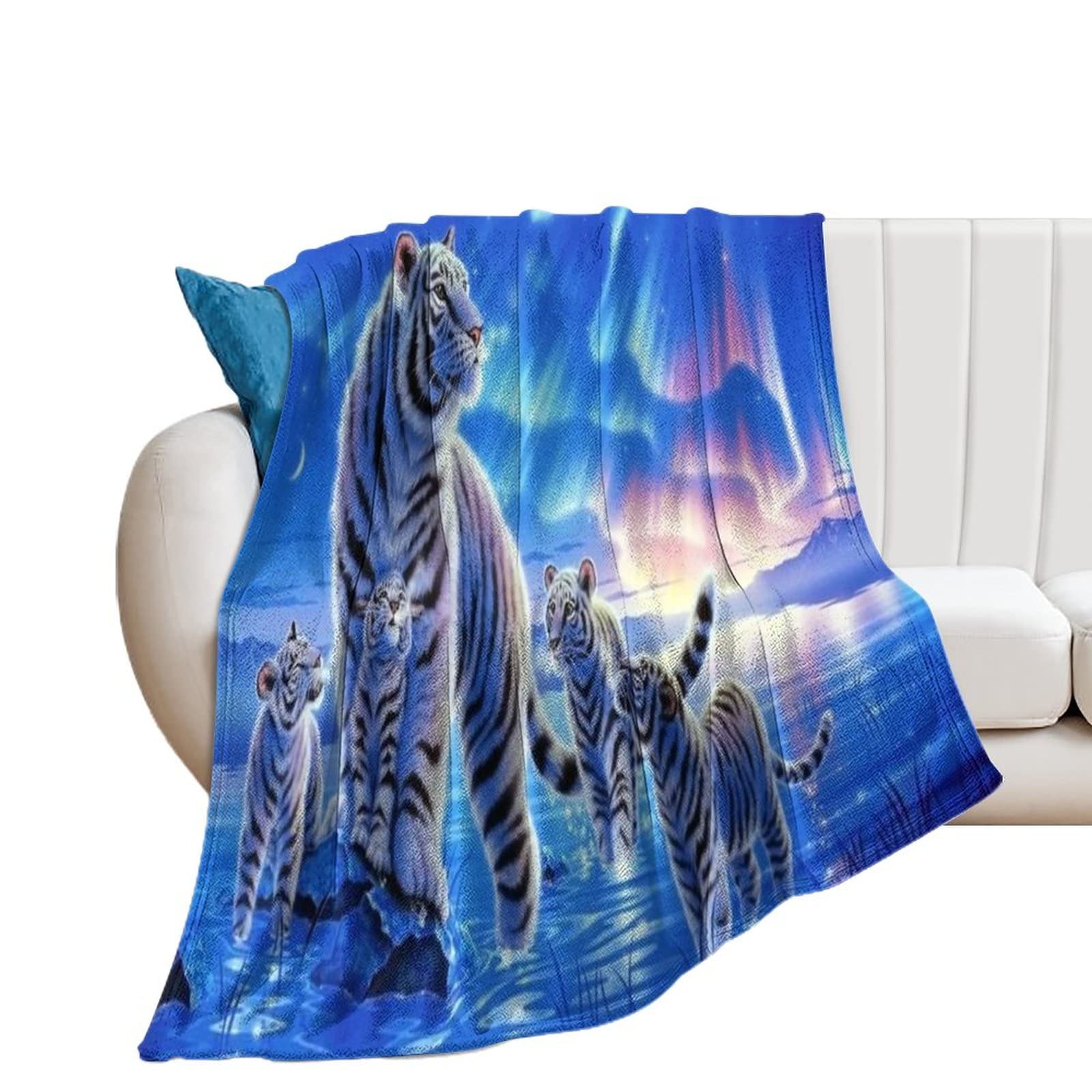 Couverture polaire tigre grand plaid chaud contre le froid