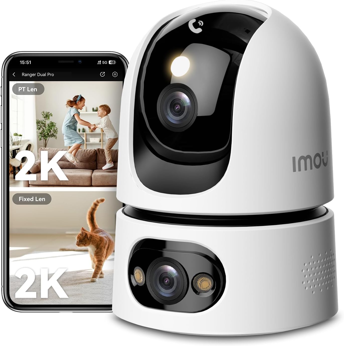 Imou 6MP Security Camera Indoor, Dual-Len 360°Pan-Tilt Baby Monitor Pet Camera for Home Security, 2.4/5GHz WiFi, Work with Alexa & Google Home, Color Night Vision, Human/Pet Detection, No Monthly Fees