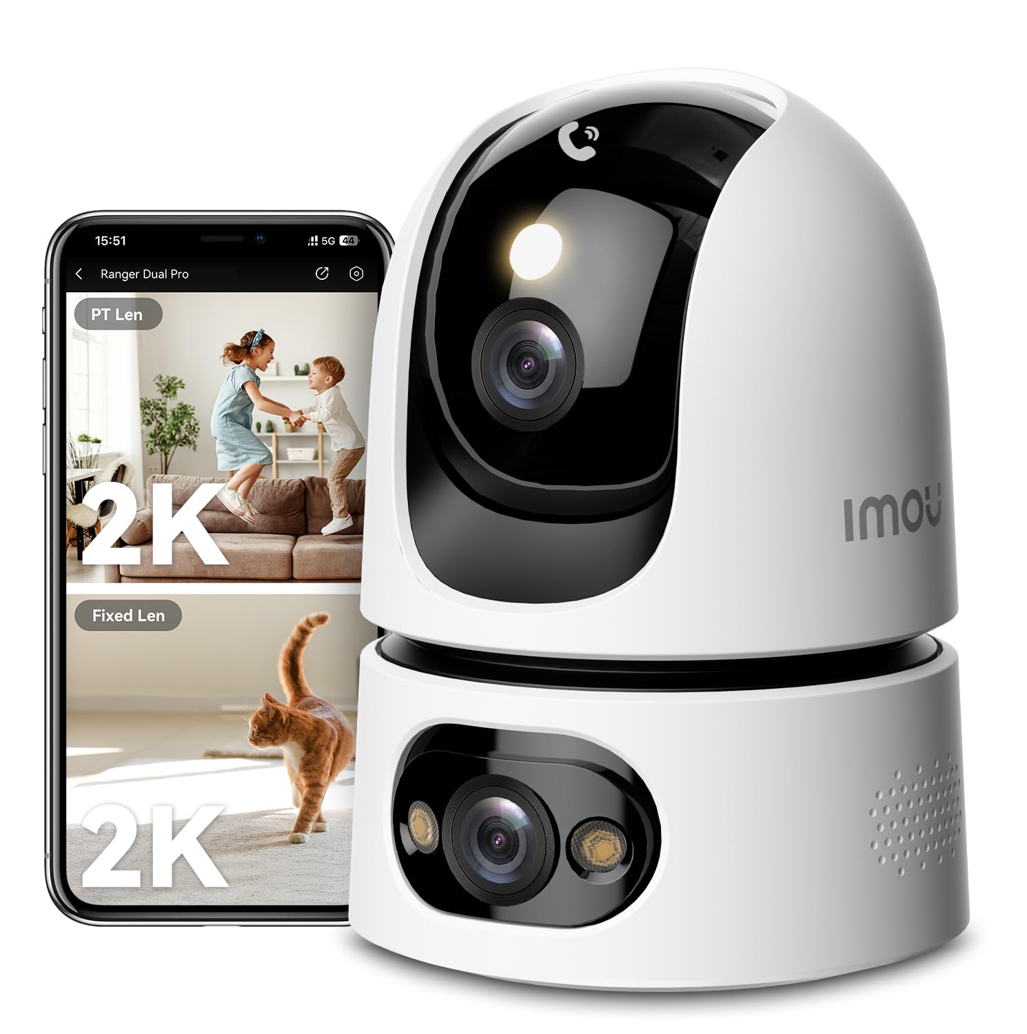 Imou 6MP Security Camera Indoor, Dual-Lens 360°Pan-Tilt Baby Monitor Pet Camera for Home Security, 2.4/5GHz WiFi, Color Night Vision, Human/Pet/Sound/