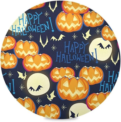 Manteles individuales dorados de Halloween, redondos, rústicos, impermeables, para niños, reutilizables, lavables, para mesa de comedor, PVC,