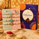 Frostick Set of 4 Rakhi for Brother with Chocolates, Roli Chawal, Greeting Card & Gift Box | Raksha Bandhan Gift with Cadbury Celebrations & Traditional Pooja Essentials gallery image