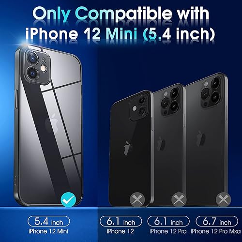 Miniatura 8 de Supdeal Funda transparente para iPhone 12 Mini, No amarilla Protección de cámara Prueba de caída de grado militar, transparente, a prueba de golpes,