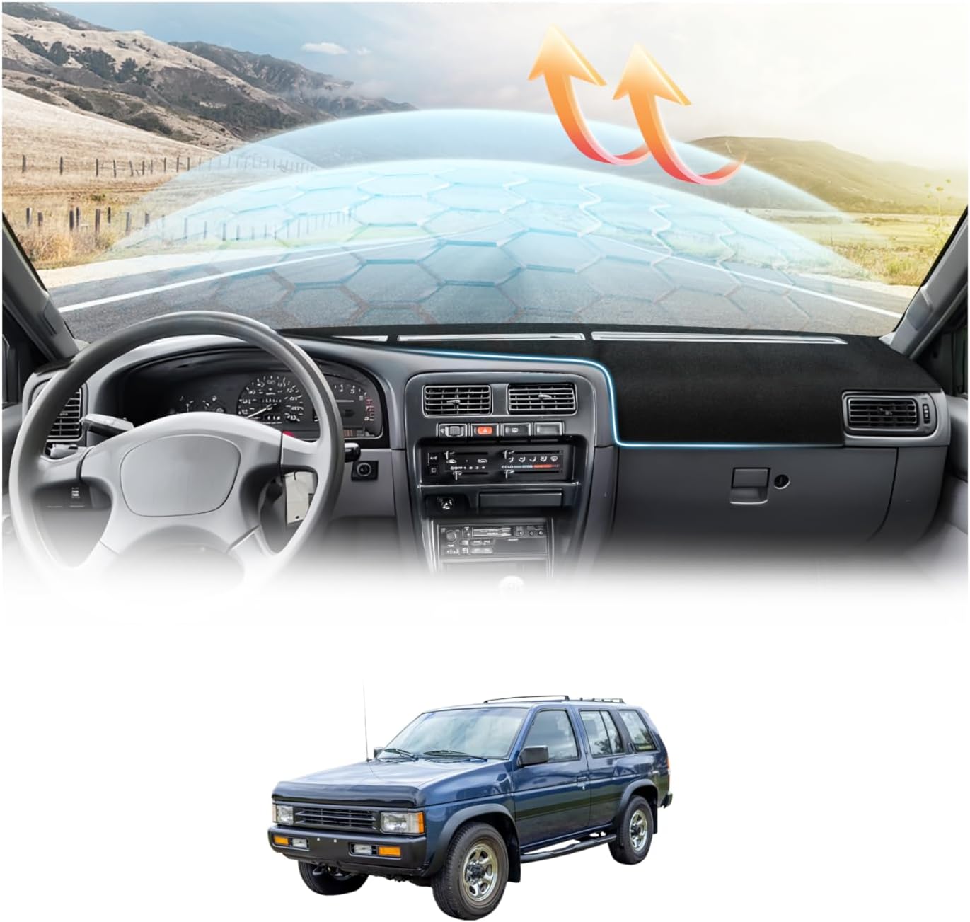 Cartist Dash Cover Compatible with Nissan Pathfinder 1994 1995/Nissan Hardbody D21 Pickup Truck 1994-1997 Dashboard Cover Mat Non-Slip Carpet Sunshield Glare UV Rays Protector