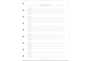 Refillable Contact Address Pages for Disc Notebooks Compatible with Happy Planner