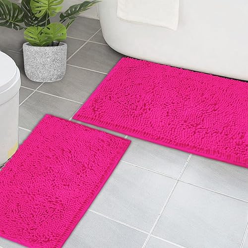Miniatura 2 de AINAHYVA Juego de 2 tapetes de baño de chenilla, superabsorbentes, parte trasera antideslizante de PVC, tapetes de baño para baño, felpa peluda,