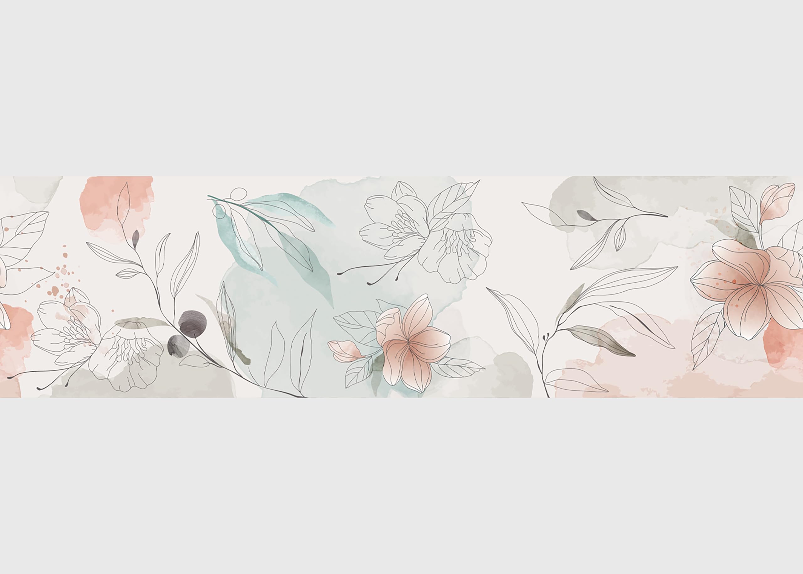 AG Design Selbstklebende Bordüre Blumen, AWB 8440 | Wasserfest Dekoration für Wände, Möbel, Tapeten, Wandverkleidungen und Türen, Folie, Mehrfarbig | Breite 500 cm x Höhe 13.8 cm