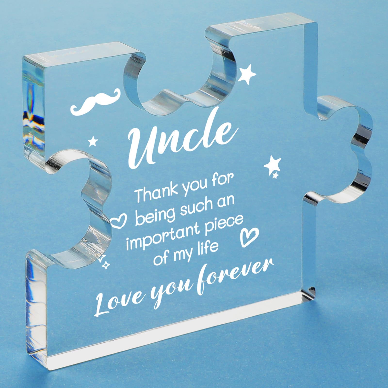 Funnli Uncle Gifts Acrylic Plaque with Sayings - Fathers Day Birthday Gifts For Uncle From Niece Nephew - 3.35 x 2.76 Inch Desk Decorations Card Gifts for Uncle