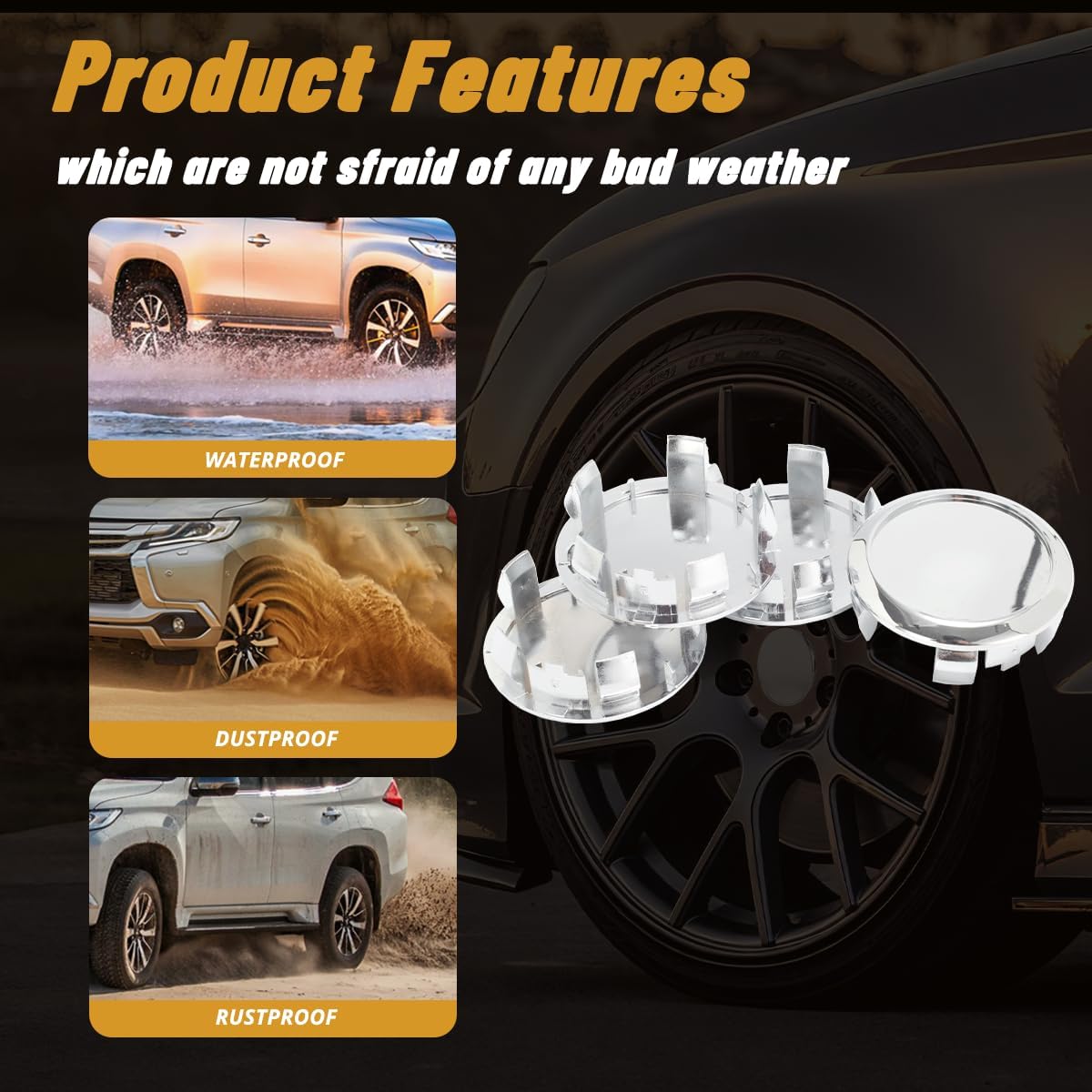 4Pcs 2.23in / 56.6mm Car Wheel Center Caps for 2001-2009 Prius Chrome Outer 2.23 in, Inner 1.97 in Snap-On Hub Caps