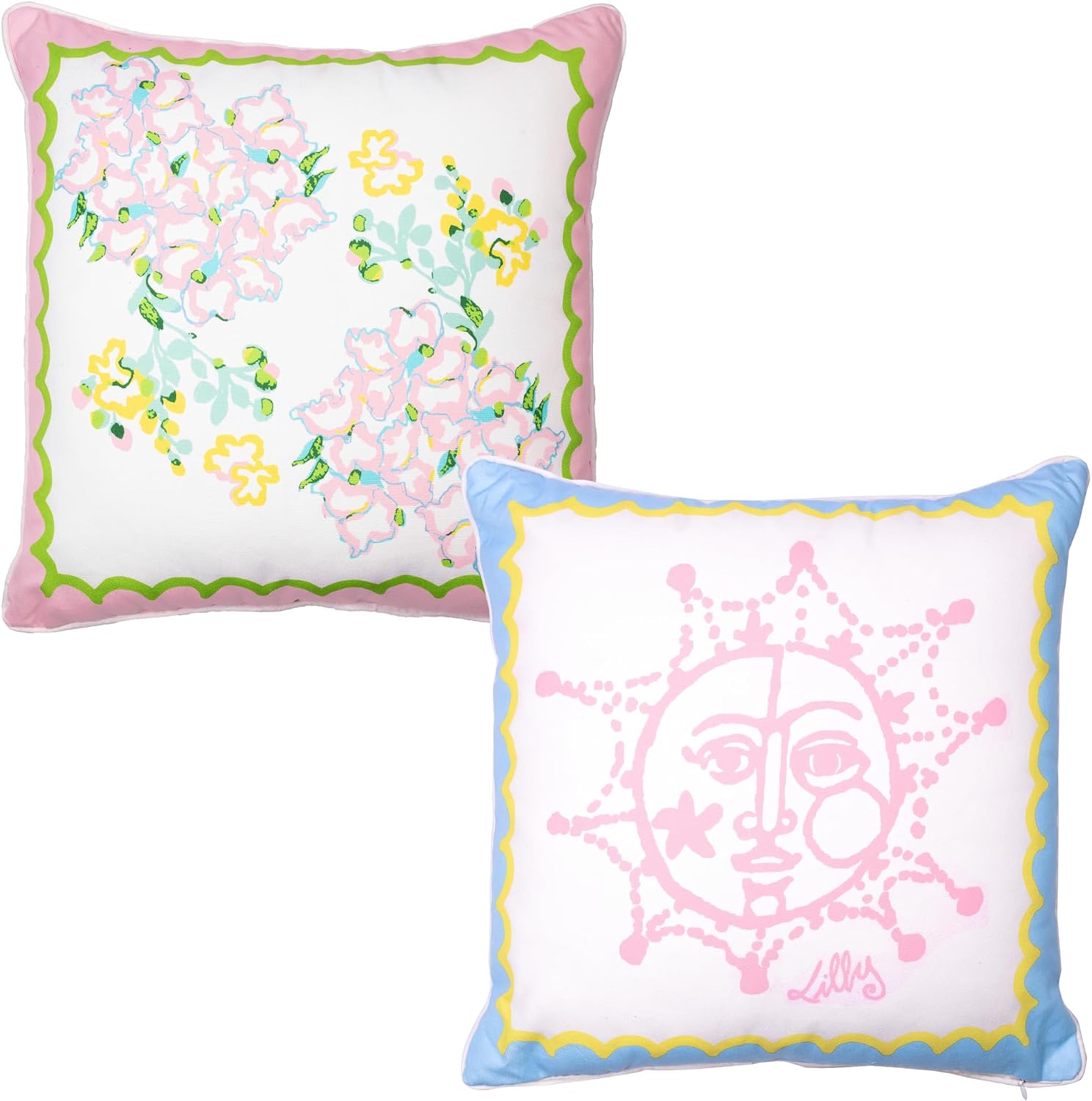 Lilly Pulitzer 20" Square Decorative Throw Pillow for Indoor and Outdoor, Throw Pillow for Couch or Patio, Outdoor Pillow for Sofa or Living Room, Sun Tiles Home (Large)