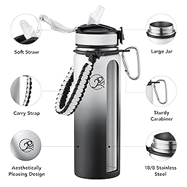 GOSWAG Insulated Sports Water Bottle, 24oz 2 Lids(with Straw/No Straw), Stainless Steel Water Bottles with Paracord Handle, Insulated Bottle with Double-Wall Vacuum Insulation