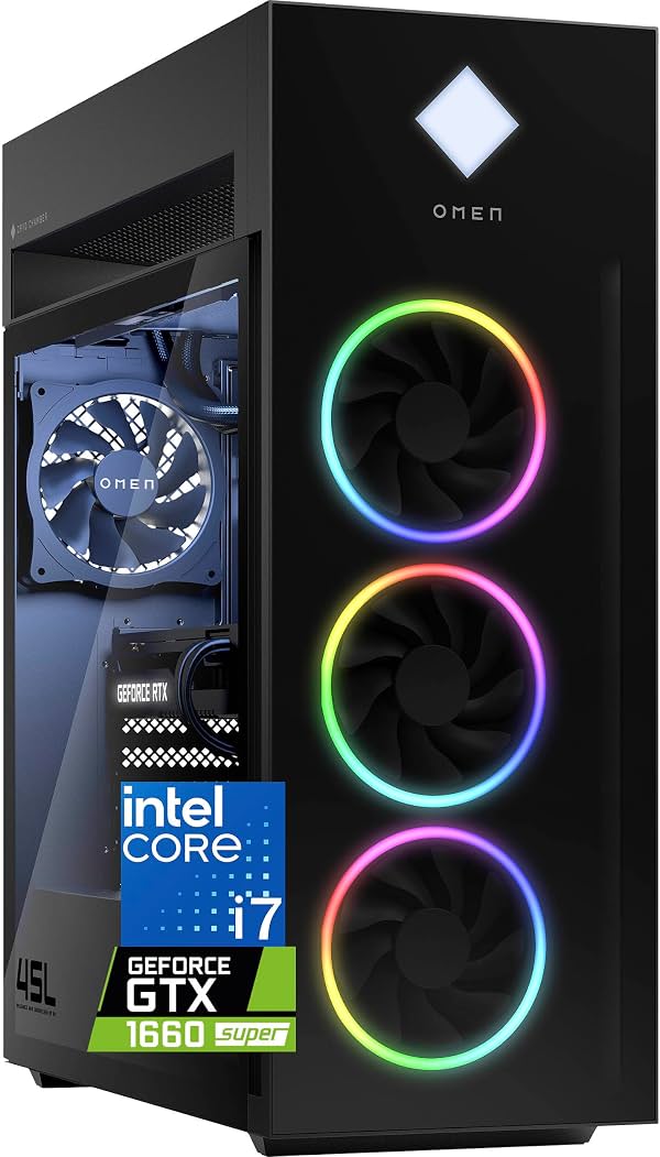 HP OMEN 45L Torre para Gaming, 32GB RAM, 1TB SSD, Intel Core i7 | 12 núcleos i7-12700KF, hasta 4.9GHz, GeForce GTX 1660 Super, Adaptador WiFi, Fuente 800W Gold, Vidrio templado RGB, Windows 11 Home