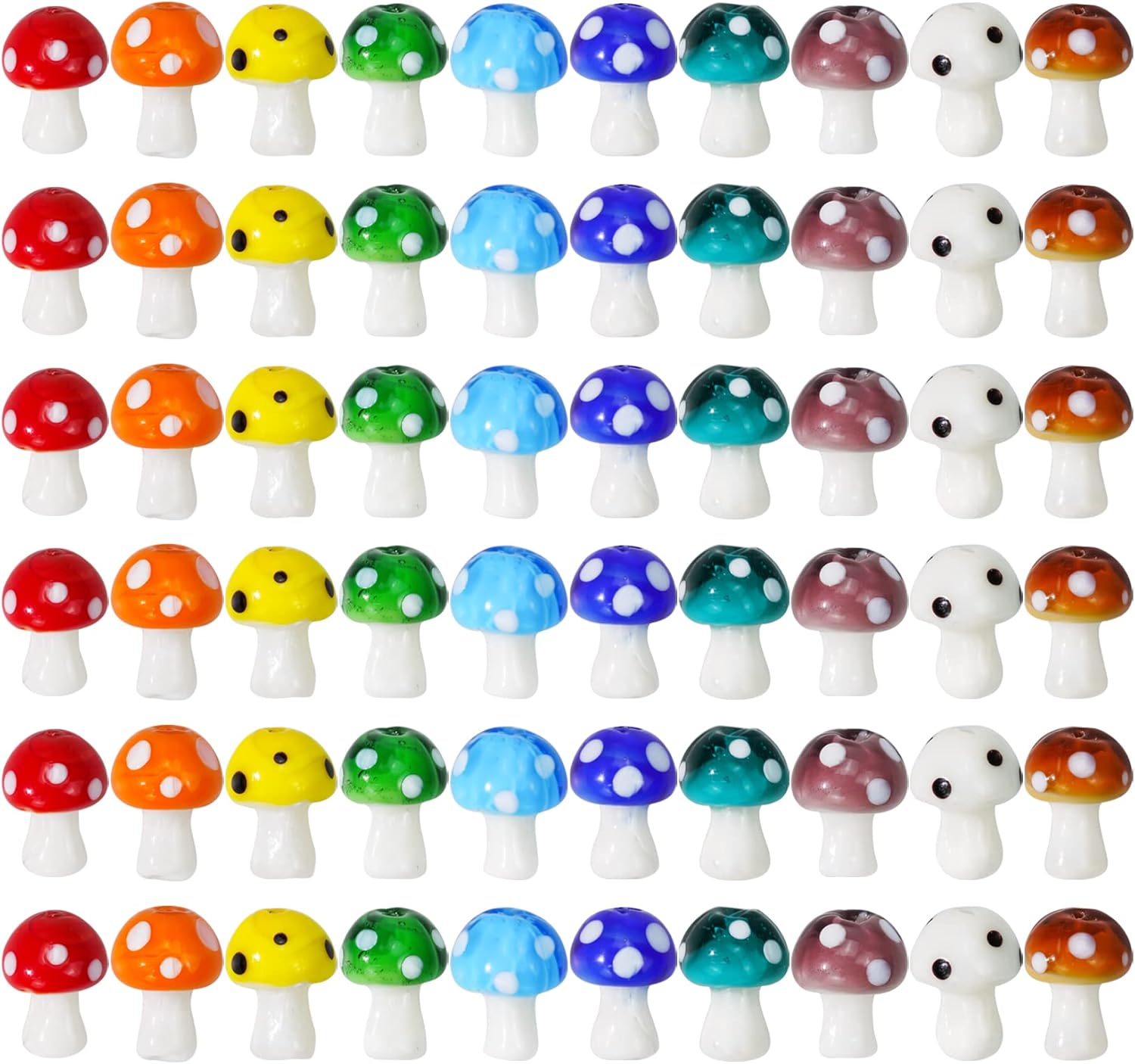 jiebor 100Pcs Mushroom Glass Beads Charms Lampwork Beads Cute Beads for Jewelry Craft Necklace Bracelet Earring Making 12x16mm