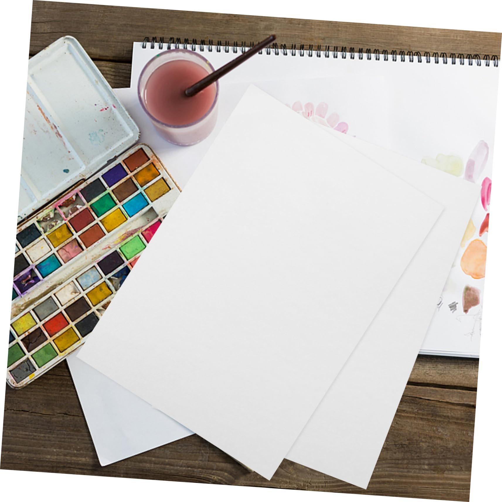 Papier Aquarelle Grain Fin 50 Feuilles 160g, Épais, Blanc, 8k