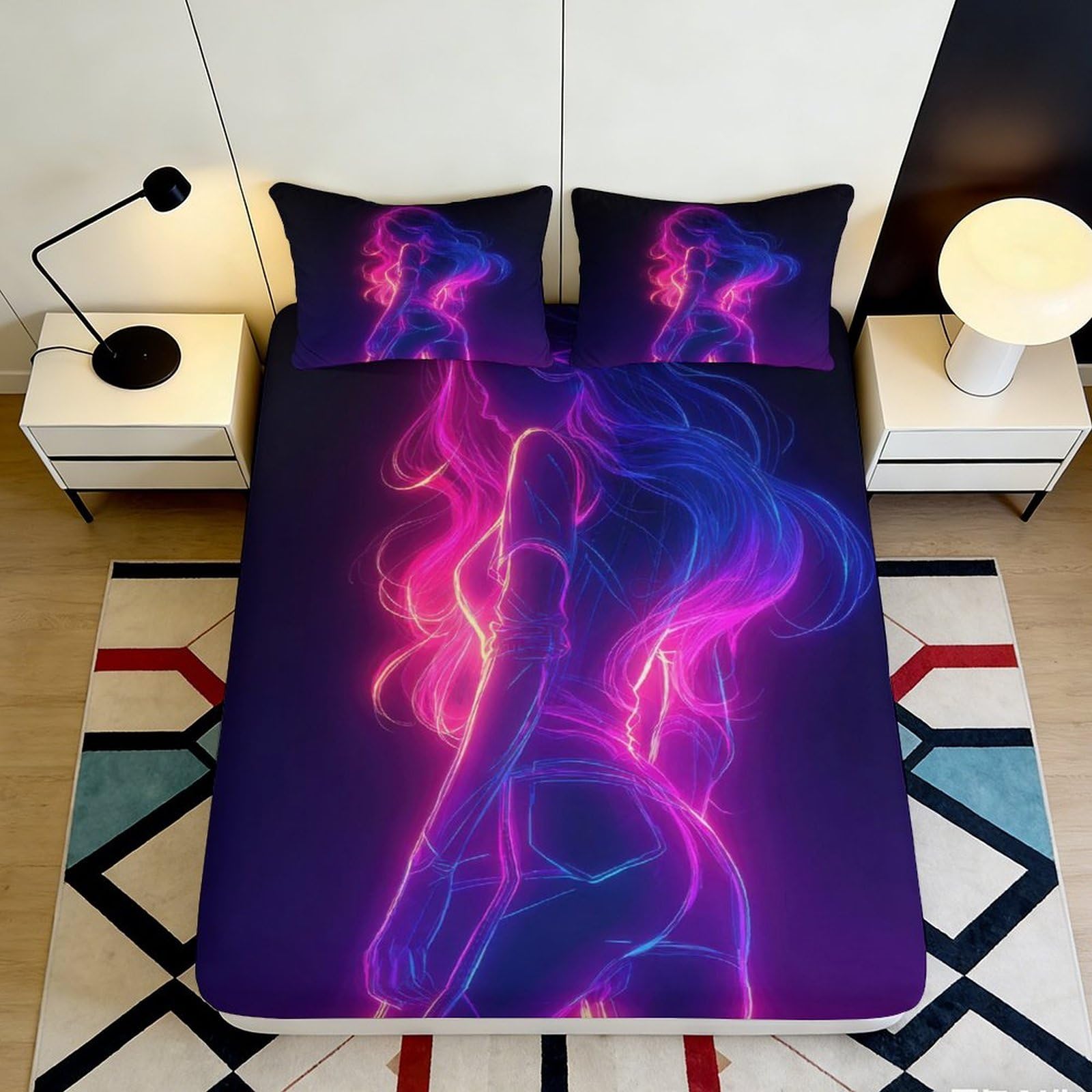3D Printed Astronaut Fitted Sheet Microfiber Non-Slip Deep Pocket Space Bedding Mattress Fitted Cover for All Ages Bedroom 90x200x25cm