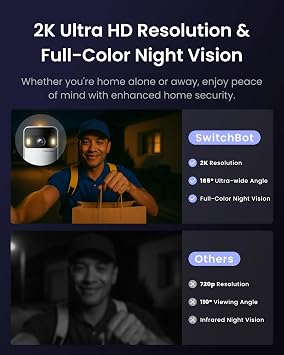 SwitchBot Doorbell Camera Wireless, 2K Video Doorbell with 4.3 Inch Screen, Head-to-Toe View, 2-Way Audio, Motion Detection, Wireless Intercom System, Compatible with Alexa