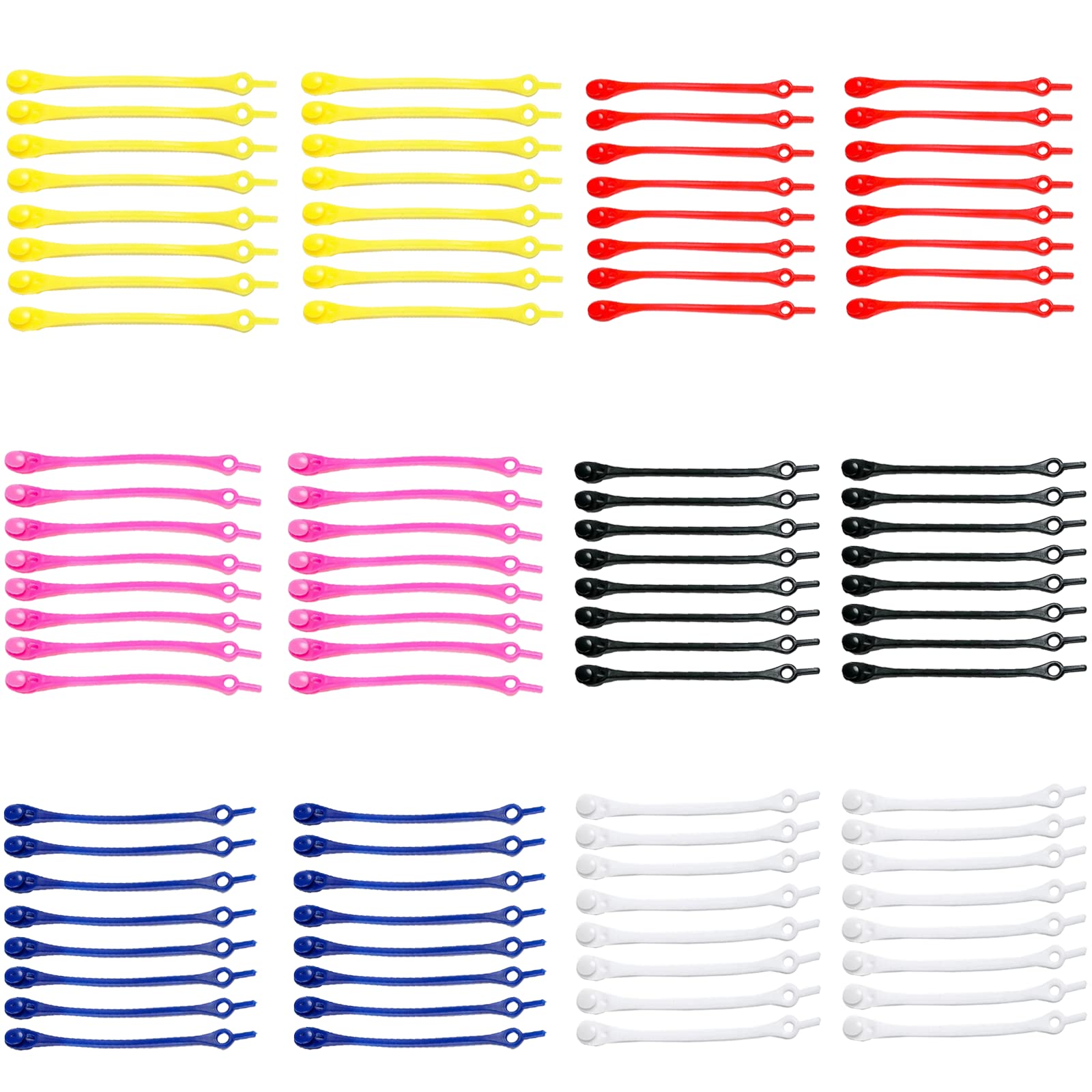 UESDUNo Tie Shoe Laces for Kids and Adults, 6 Pairs Elastic Colorful Shoe Laces Silicone Tieless Shoelaces for Trainers 96Pcs Lazy Shoe Laces for Running Shoes