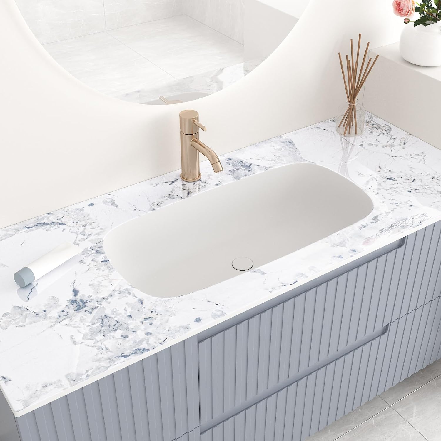 Spruce White Marble Contact Paper for Countertops Waterproof Glossy Marble Wallpaper Peel and Stick Kitchen Countertop Wrap 15.7"x160" Removable White Contact Paper for Bathroom Table Wall