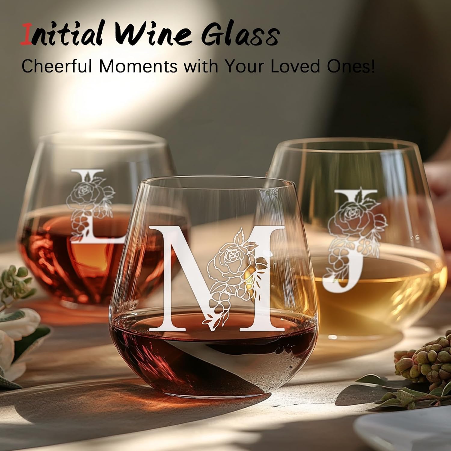 Personalized Gifts for Women, Monogrammed A-Z Wine Glass Customized Gift, Unique Wedding Birthday Gifts for Women Her Mom Friend Sister Wife Daughter Nurse - Dishwasher Safe (M) - Image 5