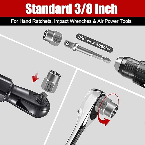 Miniatura 4 de Juego de extractor de pernos, 15 piezas, kit de extractor de pernos fácil de salir, 38 de pulgada, herramienta extractor de pernos para tuercas
