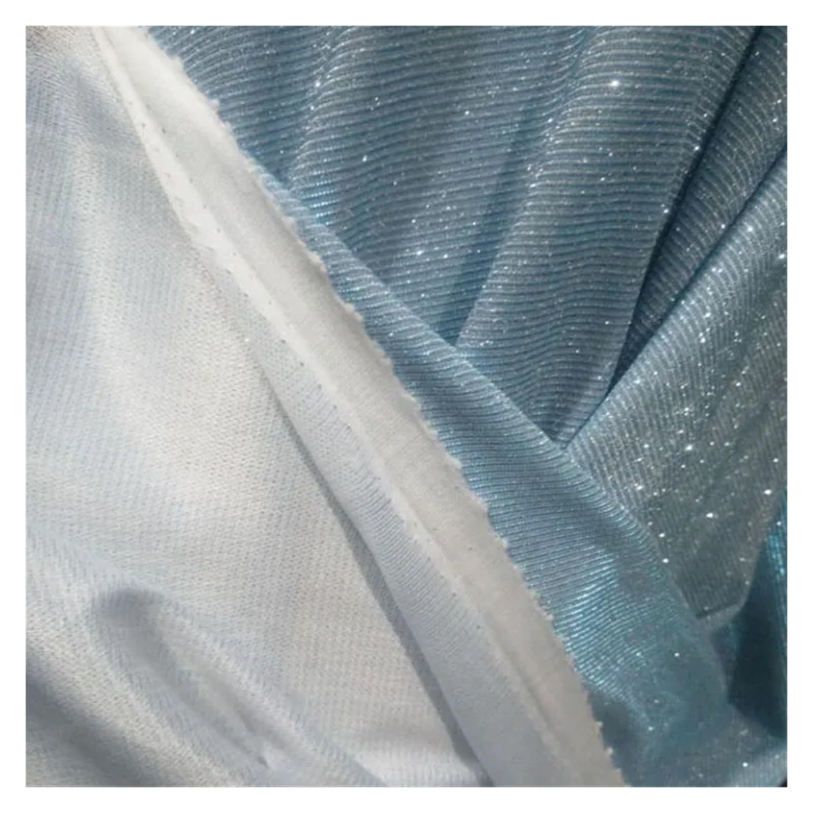 Fabric, Fashionable Polyester Composite Glitter Fabric for Bridal Dress Decoration Multicolor 50x148cm(3 Blue)